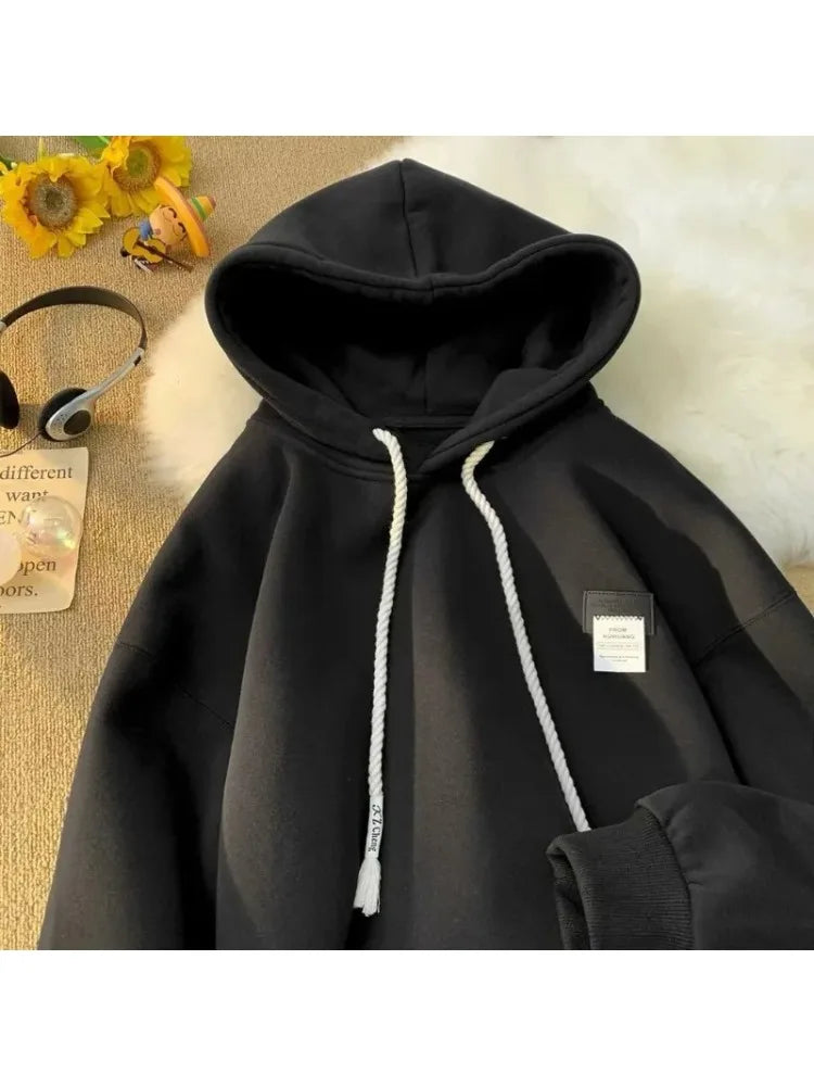 Men Oversize Hoodie Anime Crayon Shinchan Print Long Sleeve