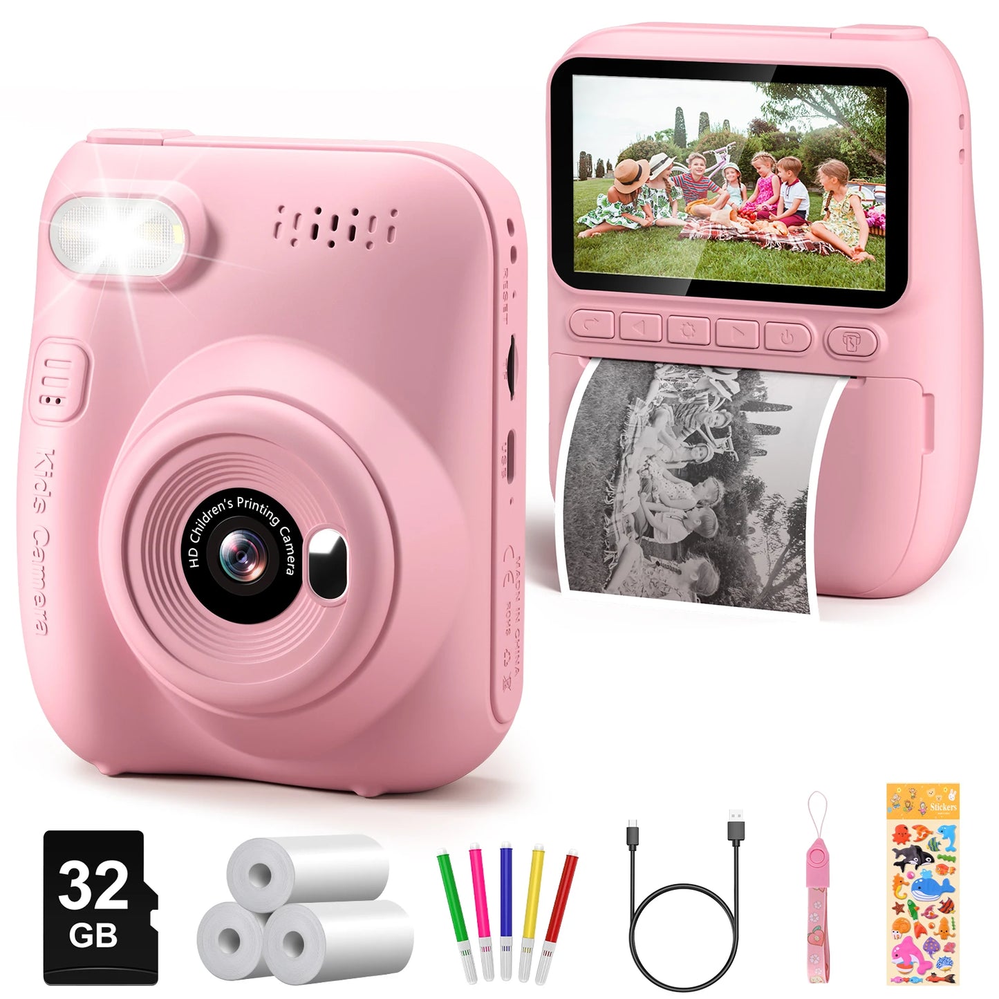 DIAMOOKYCN Instant Print Camera For Kids 32MP 1080P