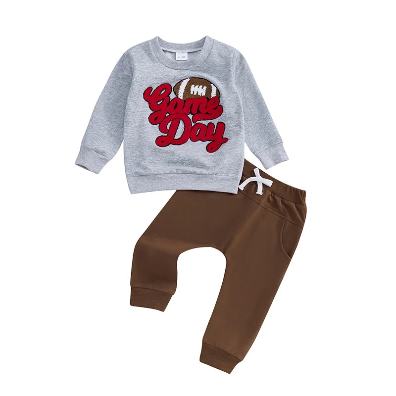 Pudcoco Toddler Boy 2 Piece Fall Outfit Sweatshirt Pants Set