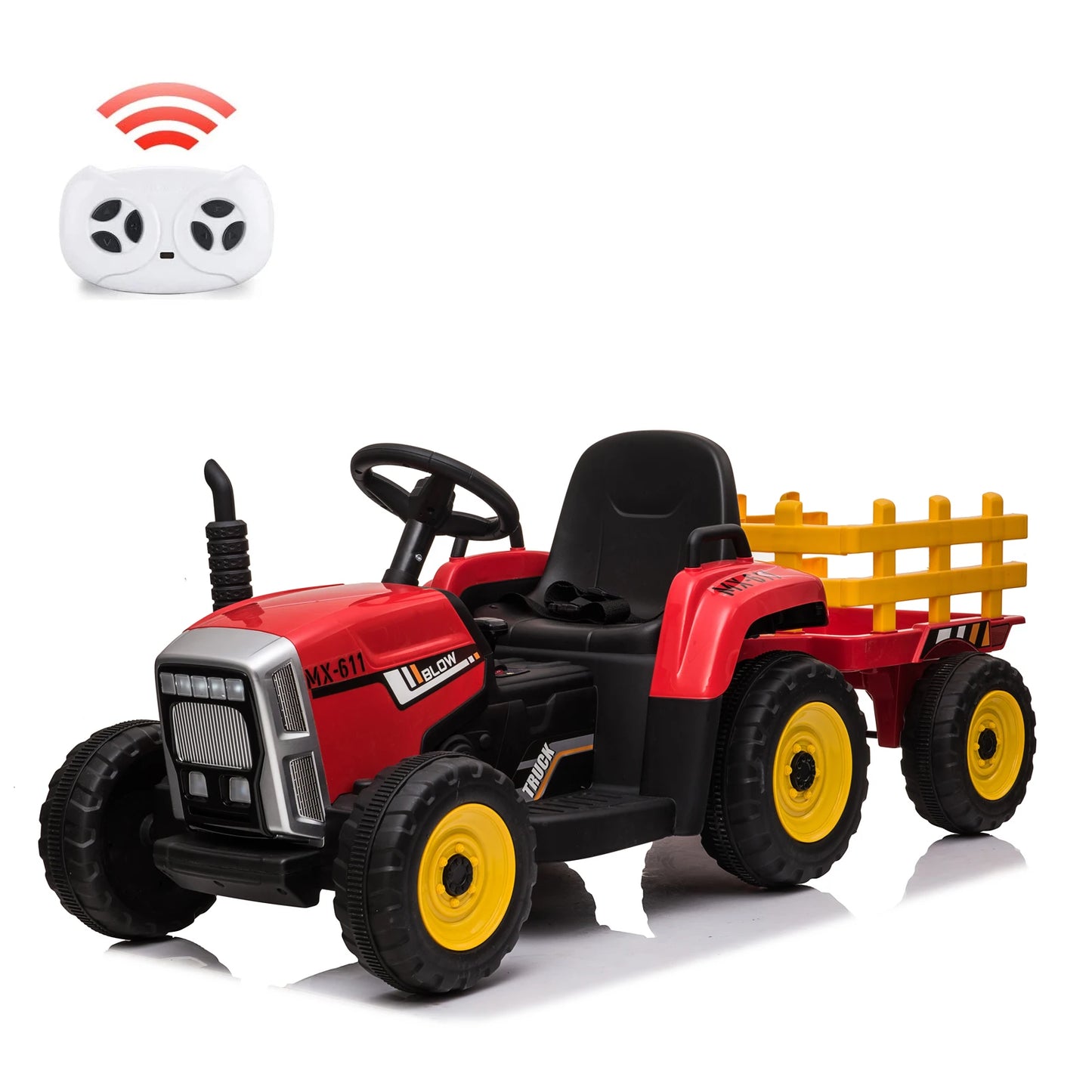 Electronic 12V Kids Ride On Tractor With Trailer Remote Control