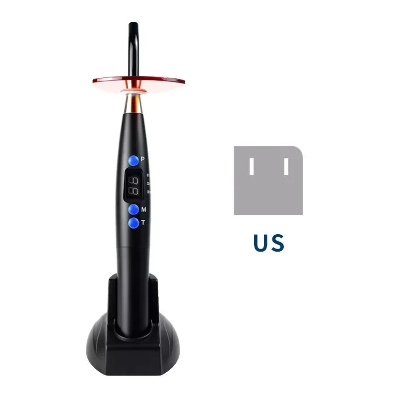 Dental Curing Light LED Wireless Cure Lamp Cordless Dentistry Machine Black 1200-1500mw/cm² Resin Cure Light 5s/3mm Rechargeable