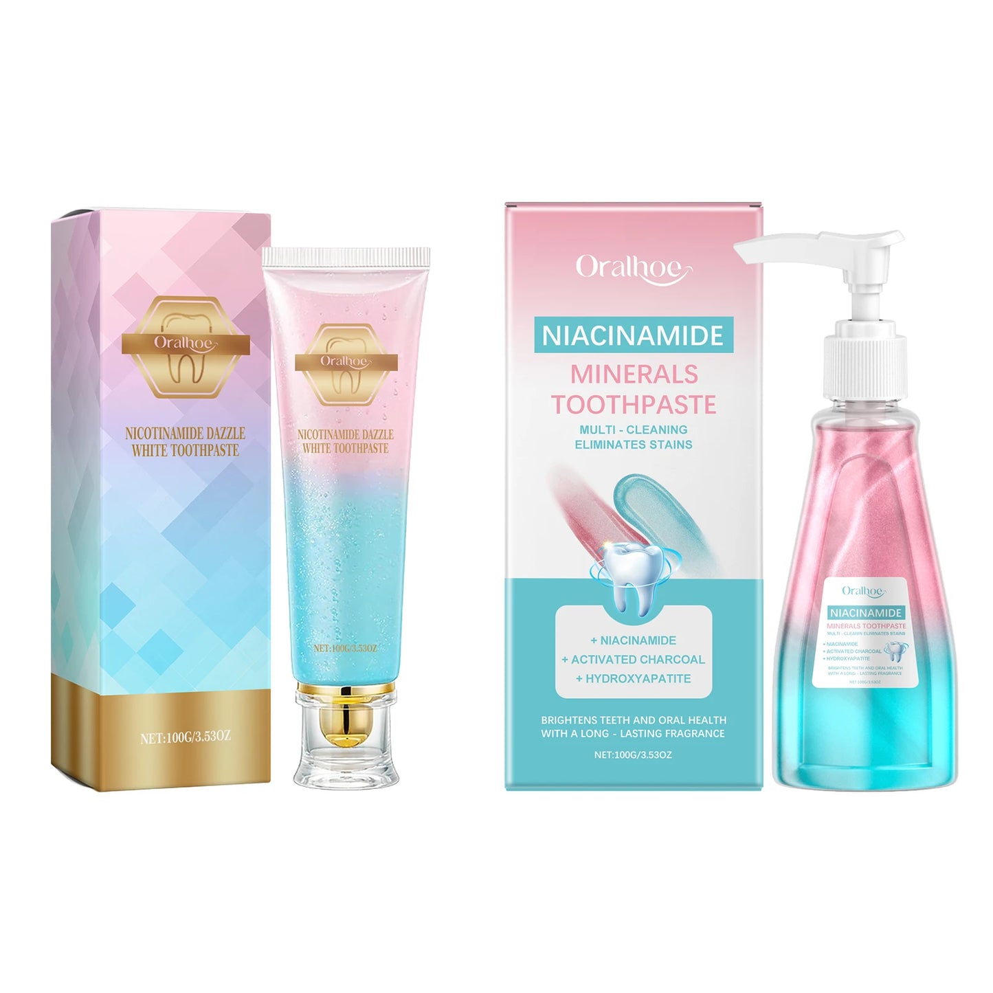 Oralhoe 100g Niacinamide Whitening Toothpaste Brighten Teeth Clean Teeth Stain Mouth Fresh Breath Oral Hygiene Bleach Toothpaste