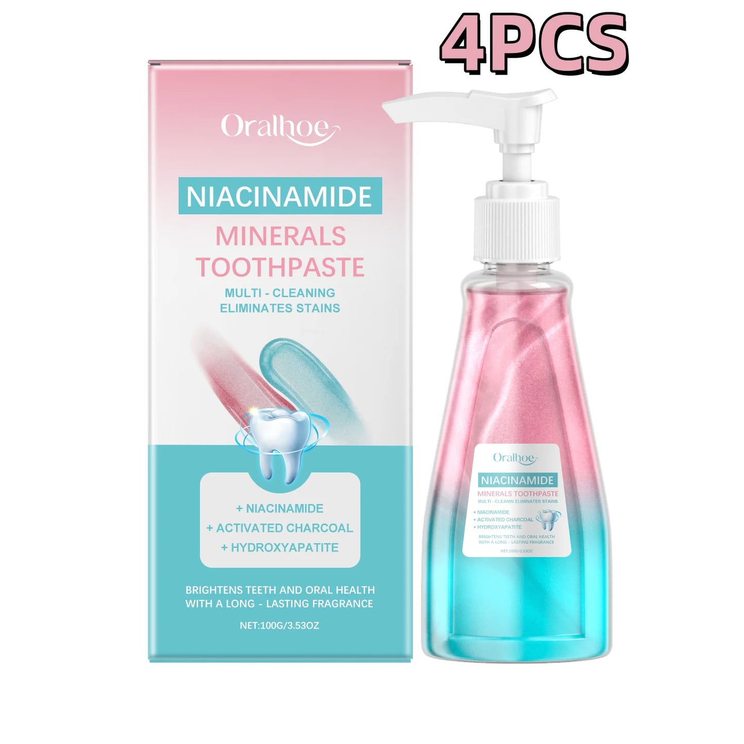 Oralhoe 100g Niacinamide Whitening Toothpaste Brighten Teeth Clean Teeth Stain Mouth Fresh Breath Oral Hygiene Bleach Toothpaste