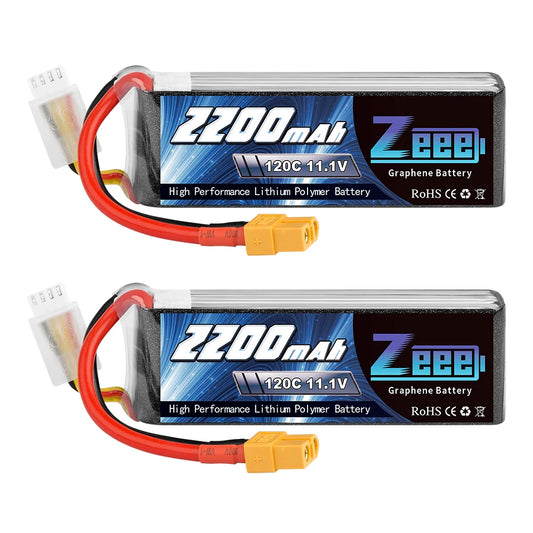 ZEEE 2X 3S 2200mAh 11.1V 120C Graphene LiPo Battery XT60 Plug