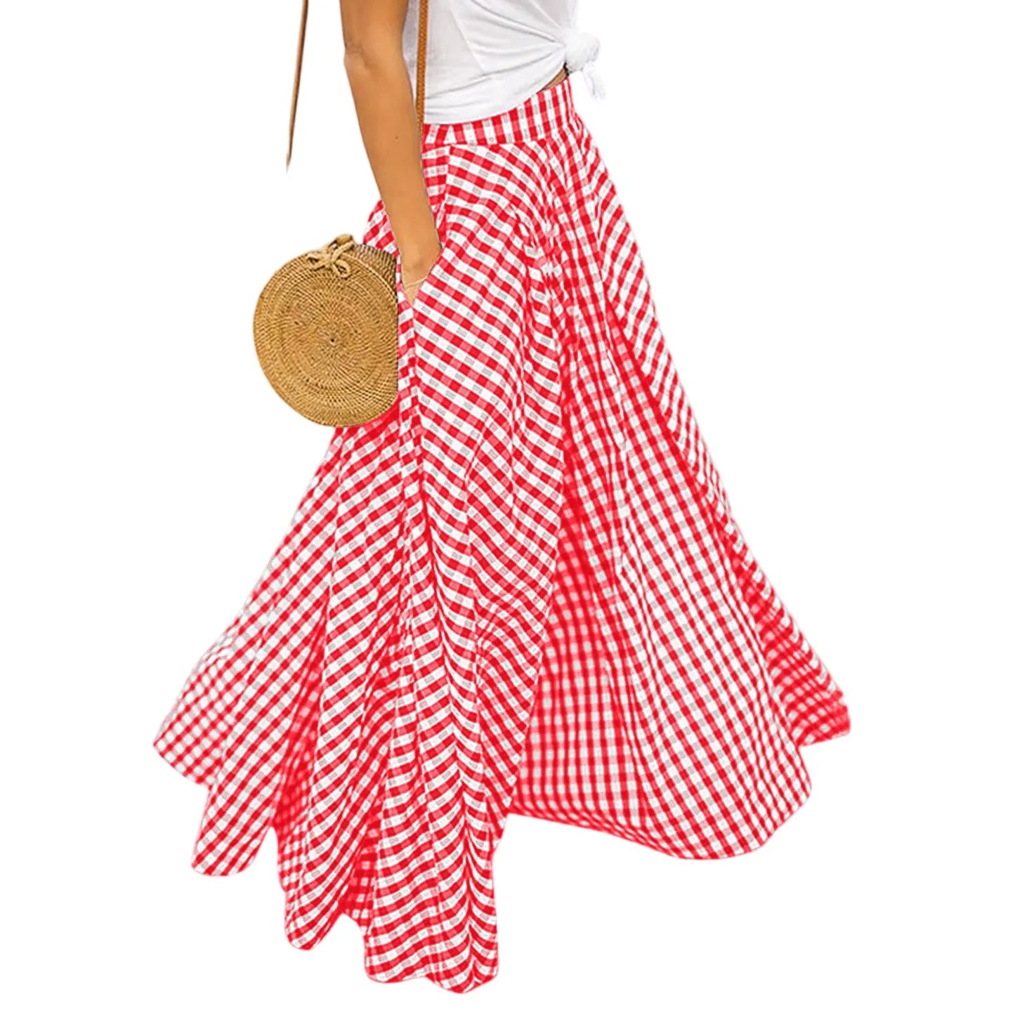 Craft Of Weaving Plaid Swing Skirt With Draped Silhouette