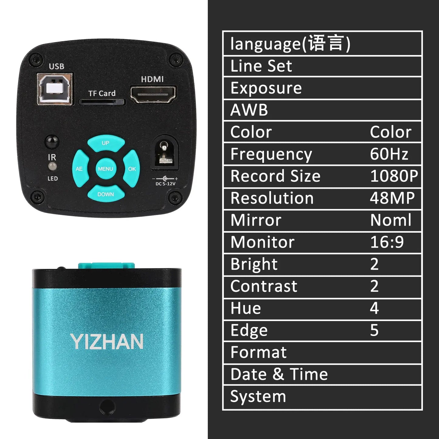 YIZHAN 48MP 4K Soldering Microscope With HDMI Camera USB Software