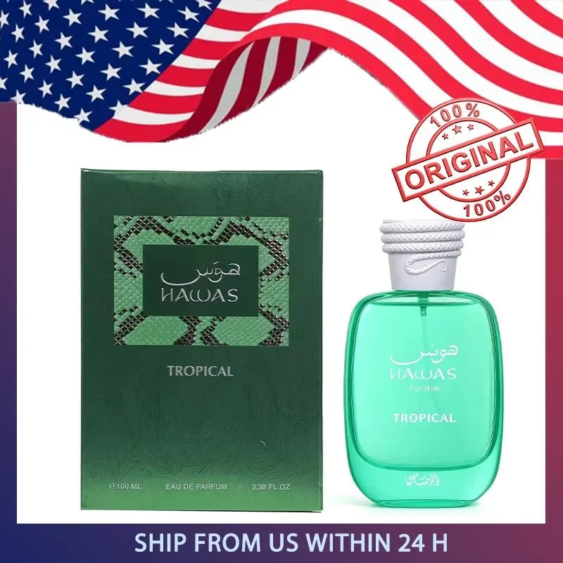 RASASI Hawas Tropical Eau De Parfum Spray Long-Lasting Scent Pour Homme Spray Original Arabic Perfume Marine Aromatic Notes