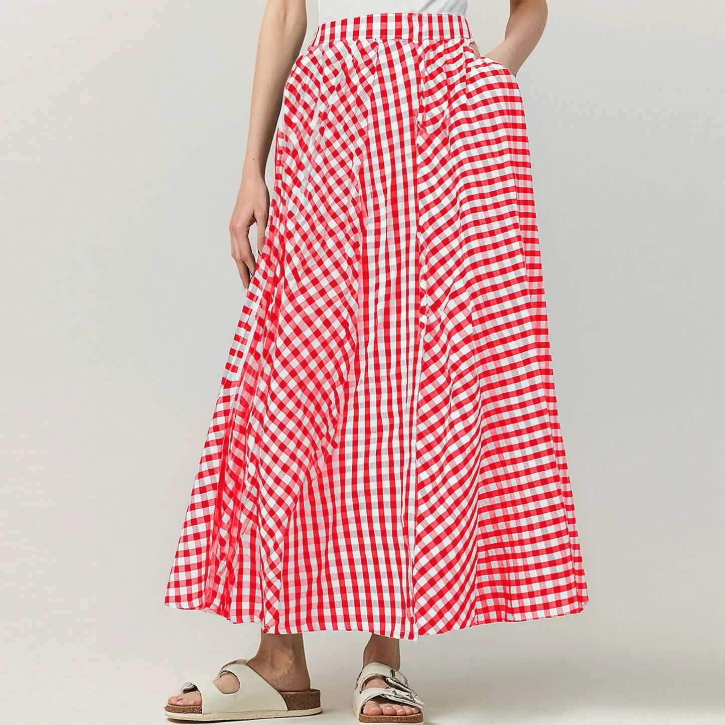 Craft Of Weaving Plaid Swing Skirt With Draped Silhouette