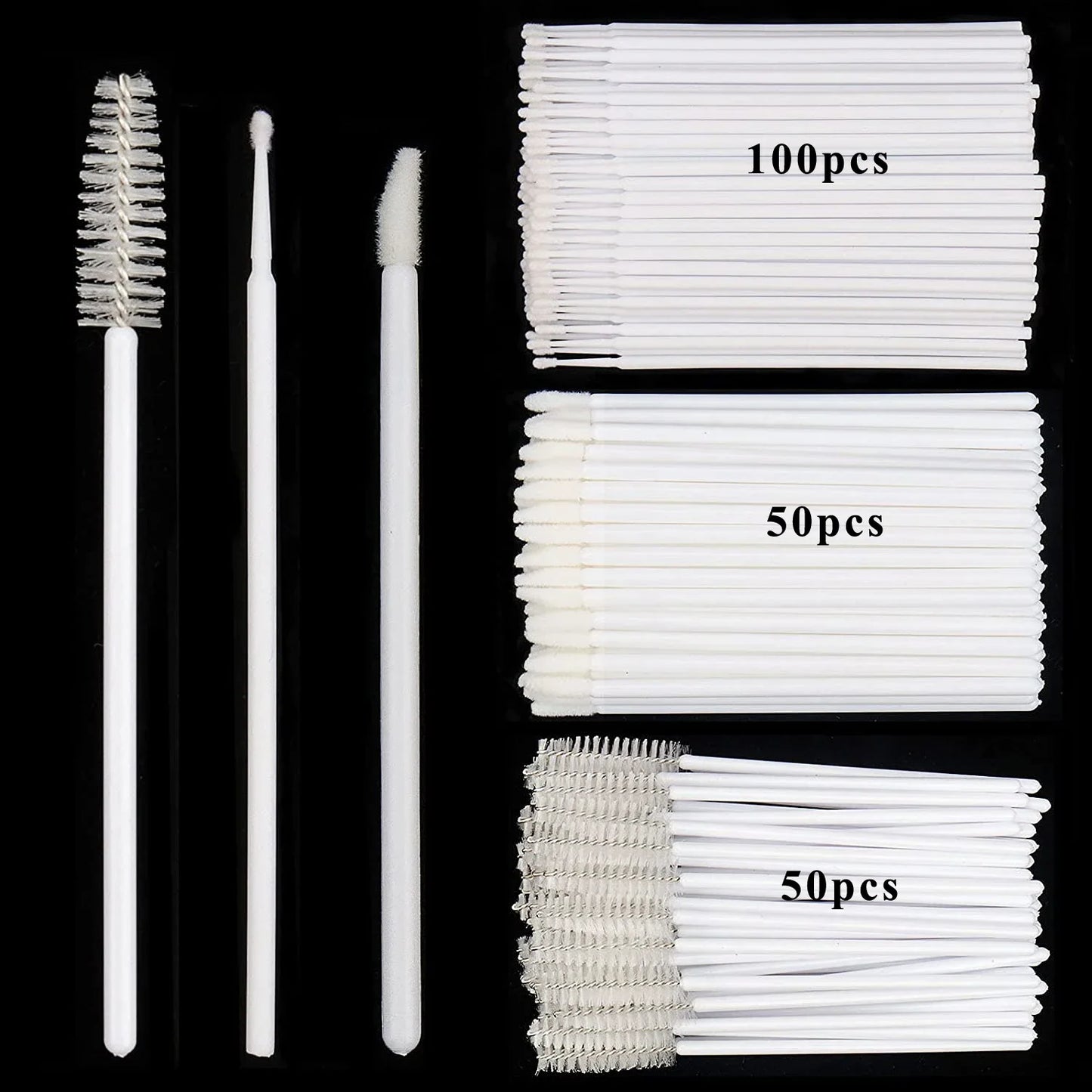 CNKESS 200Pcs Disposable Brush Set For Eyelashes And Eyebrows