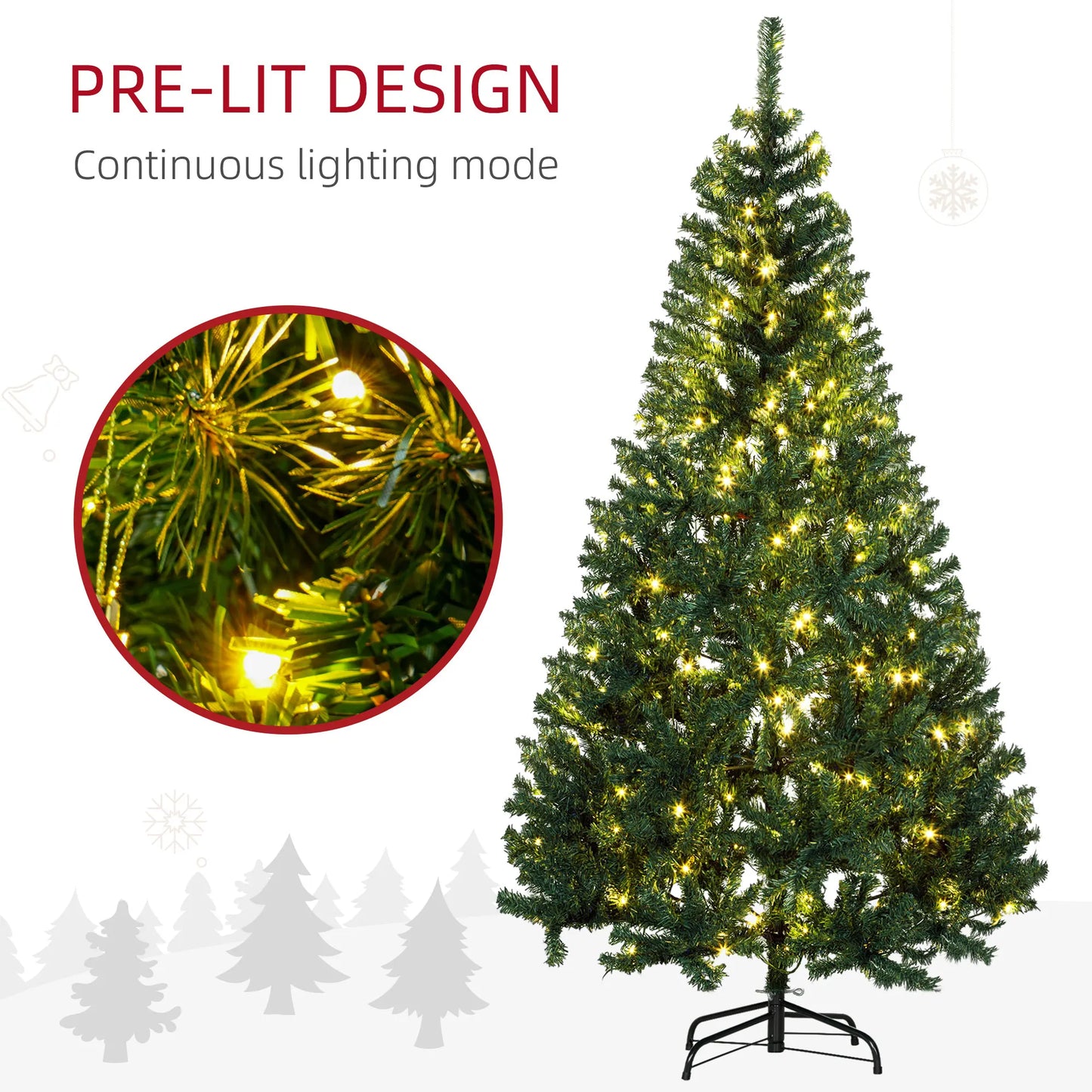 6' Prelit Christmas Tree Artificial Xmas Tree Metal Stand Green