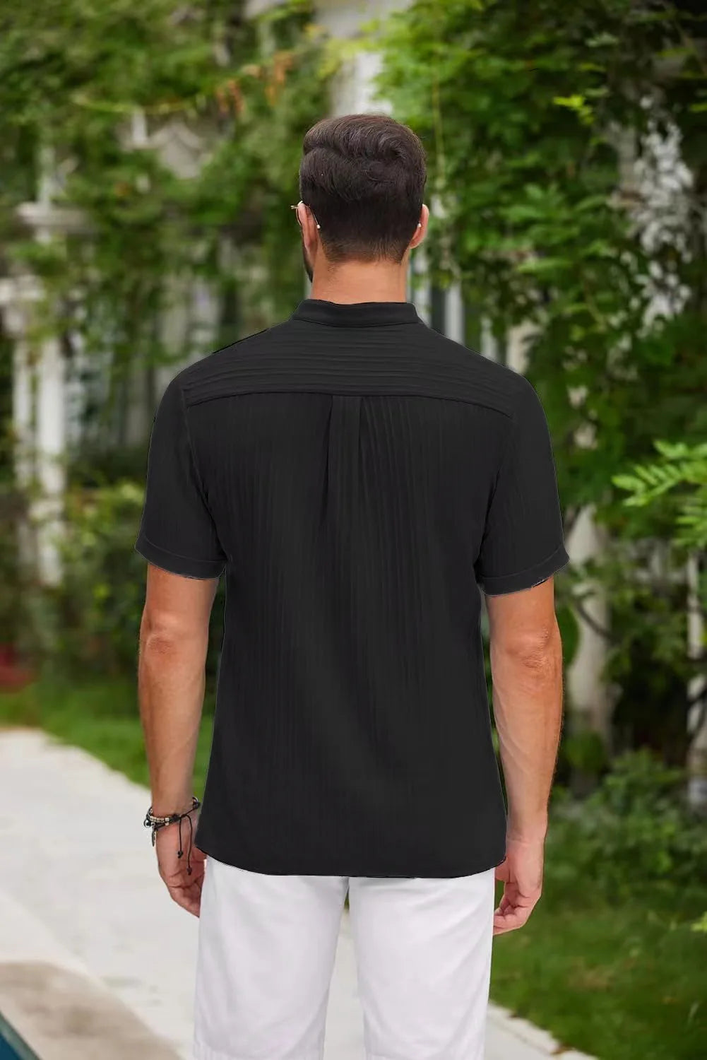 CN Tibet Zhejiang Mens Henry Retro Shirt With Stand Collar