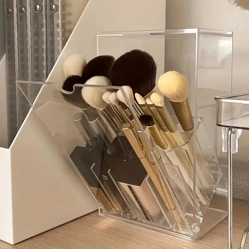 Brush Sleek Transparent Acrylic Makeup Brush Holder For Desk