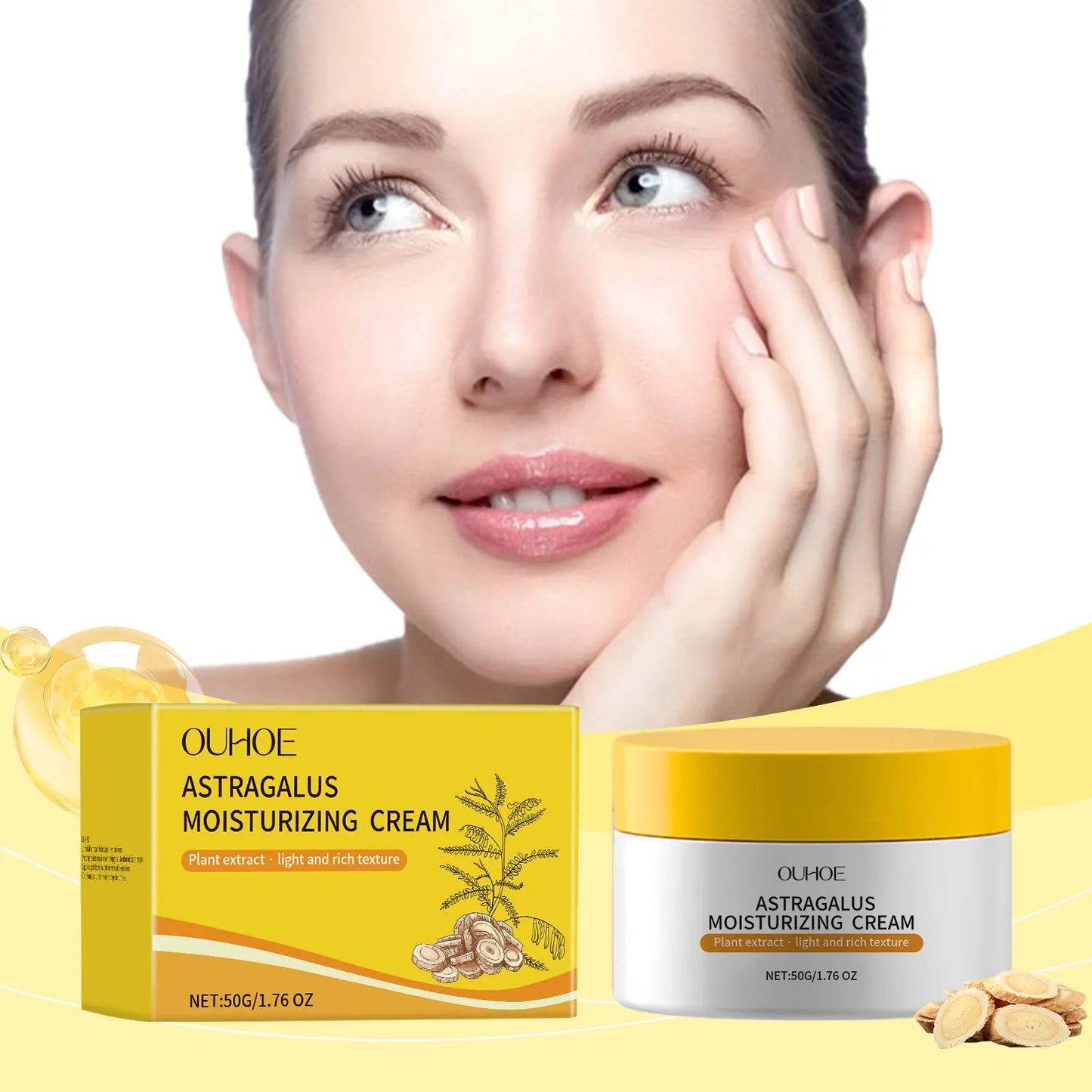 OUHOE Astragalus Moisturizing Cream - Even Skin Tone, Deep Moisturize, Light Texture, All Skin Types, Daily Use