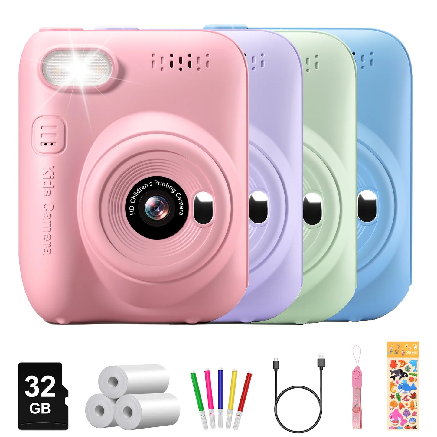 DIAMOOKYCN Kids Instant Print Camera 32MP 1080P Portable