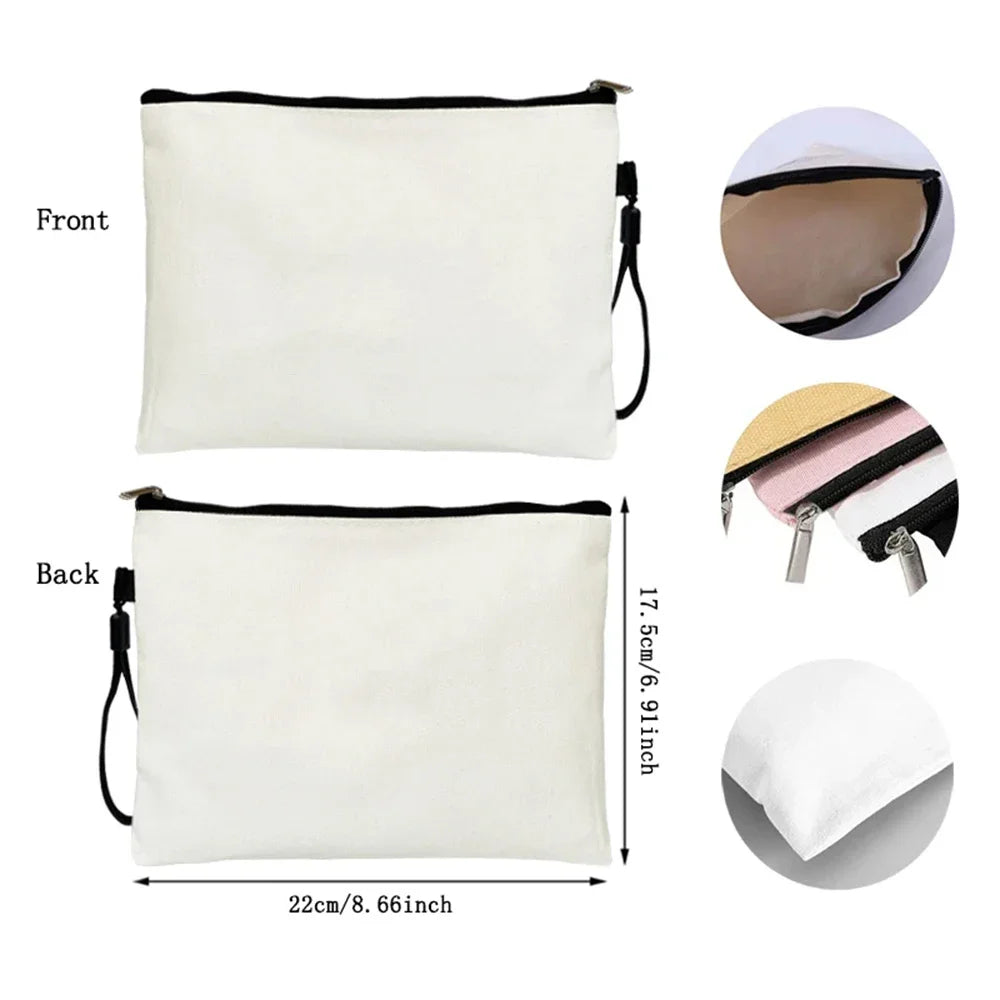 Canvas Cosmetic Bag Make Up Kit Pencil Pouch for Travel