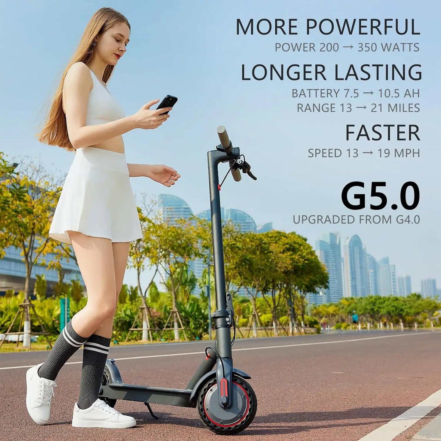 G5.0 Electric Scooter 36V 10.5Ah Battery Long Range Foldable