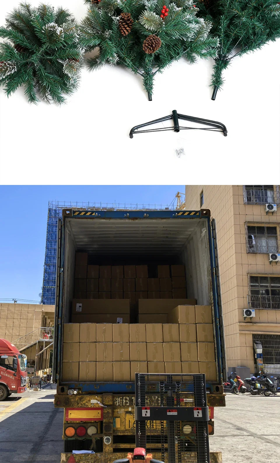 DIAMR Pre-Lit Artificial Spruce Christmas Tree With Pinecones And Berries