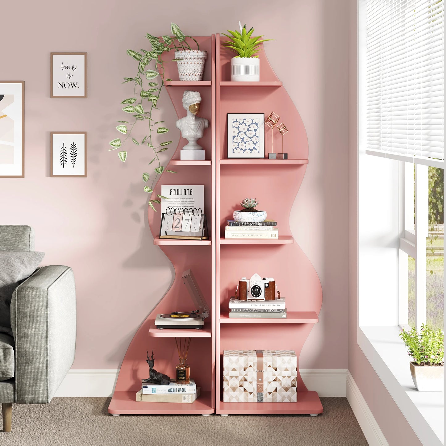 Tribesigns Corner Shelf 5-Tier Wall Bookcase Storage Rack