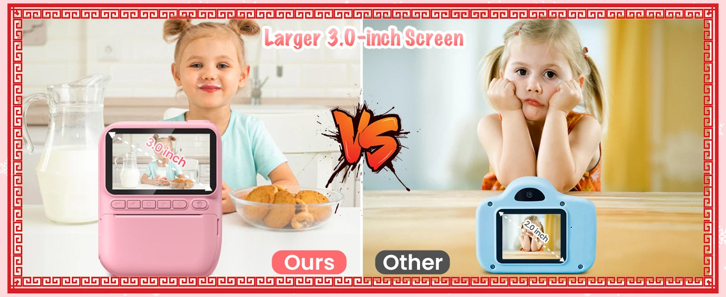 DIAMOOKYCN Kids Instant Print Camera 32MP 1080P Portable