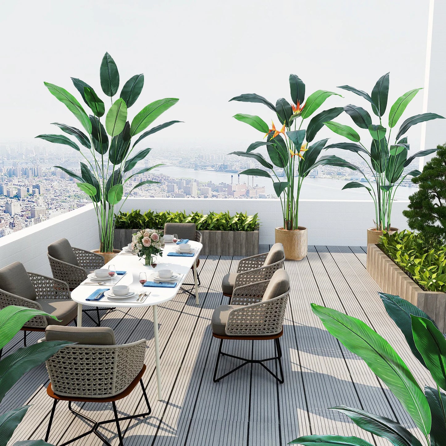 Artificial Bird of Paradise Plant 6FT(72in)/7FT(84IN) Fake Palm Tree for Indoor Outdoor Modern Decor Faux Plants for Home Office