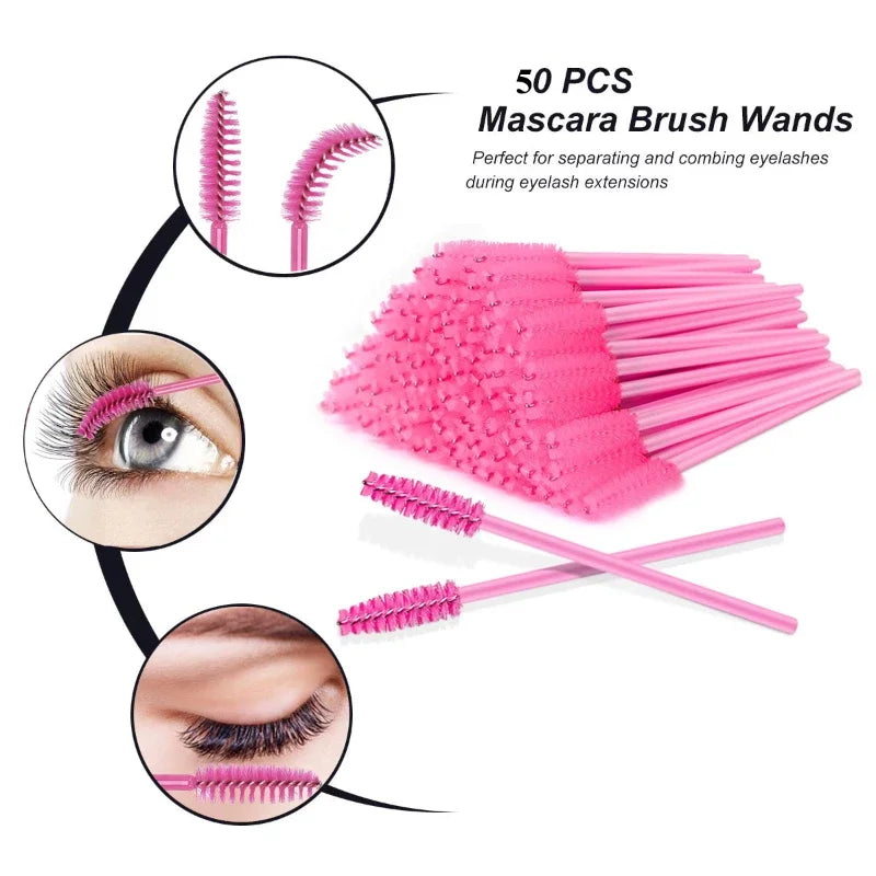 CNKESS 200Pcs Disposable Brush Set For Eyelashes And Eyebrows