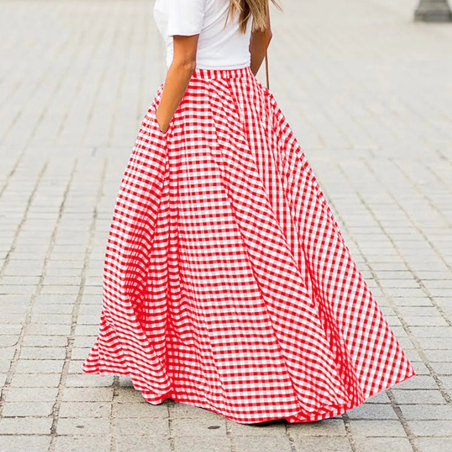 Craft Of Weaving Plaid Swing Skirt With Draped Silhouette