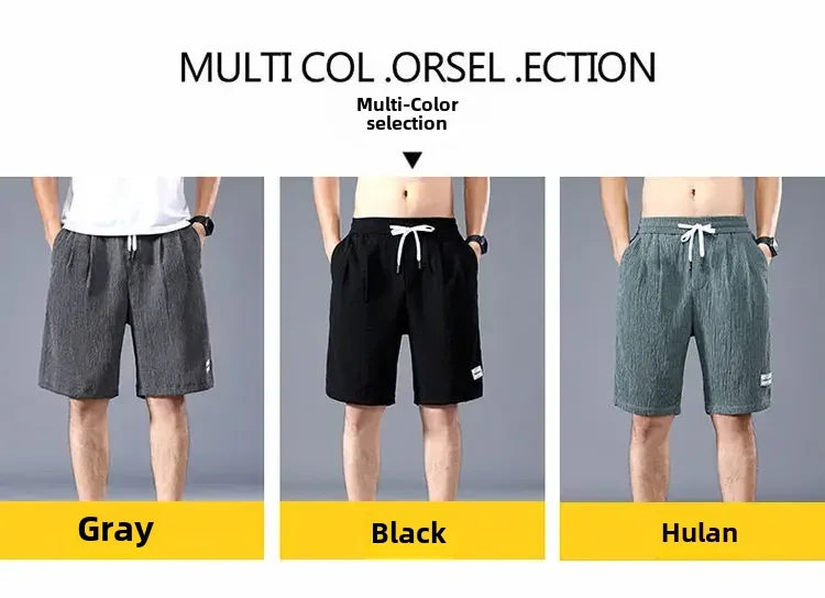 Mens Ice Silk Casual Shorts Loose Fit Summer Style Everyday