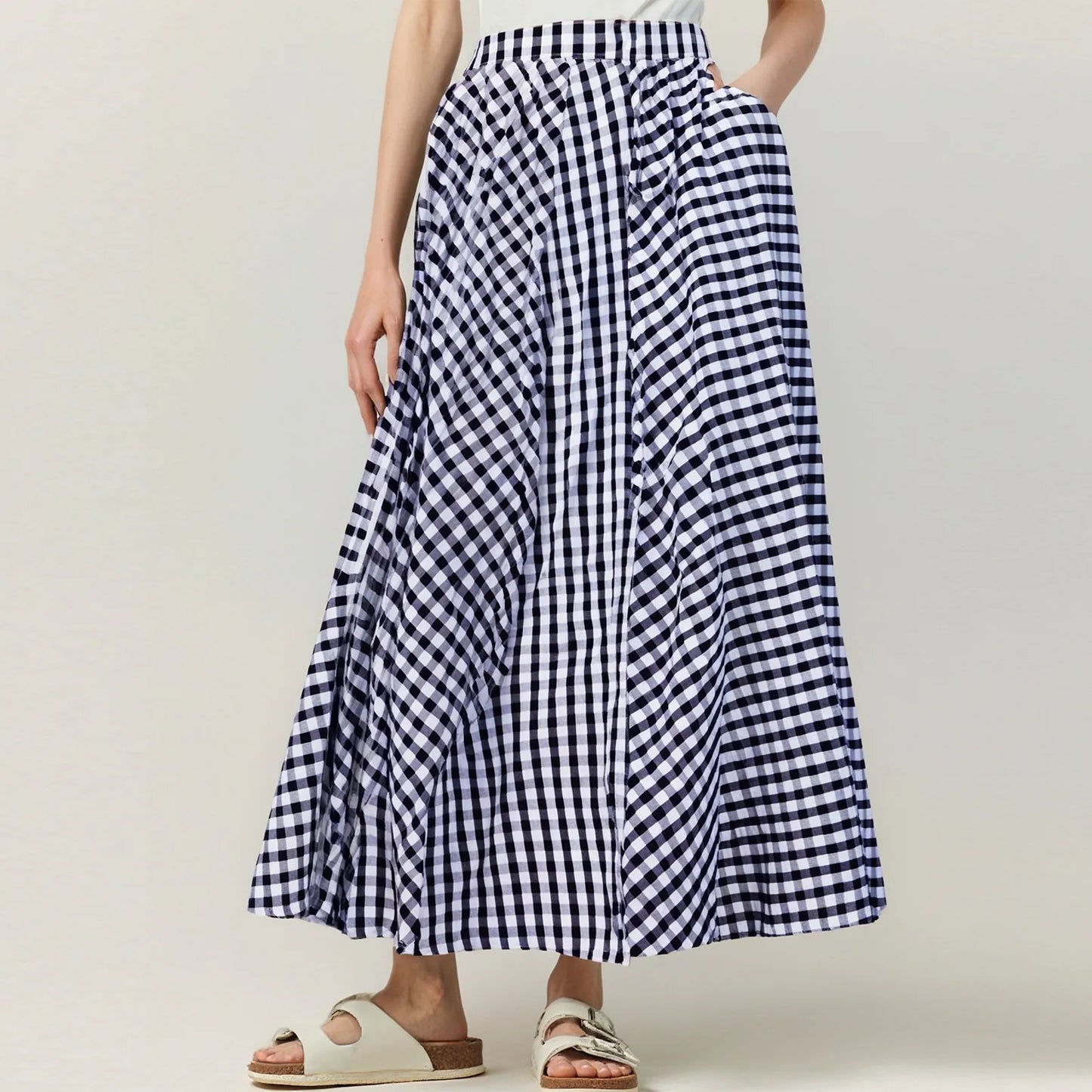 Craft Of Weaving Plaid Swing Skirt With Draped Silhouette