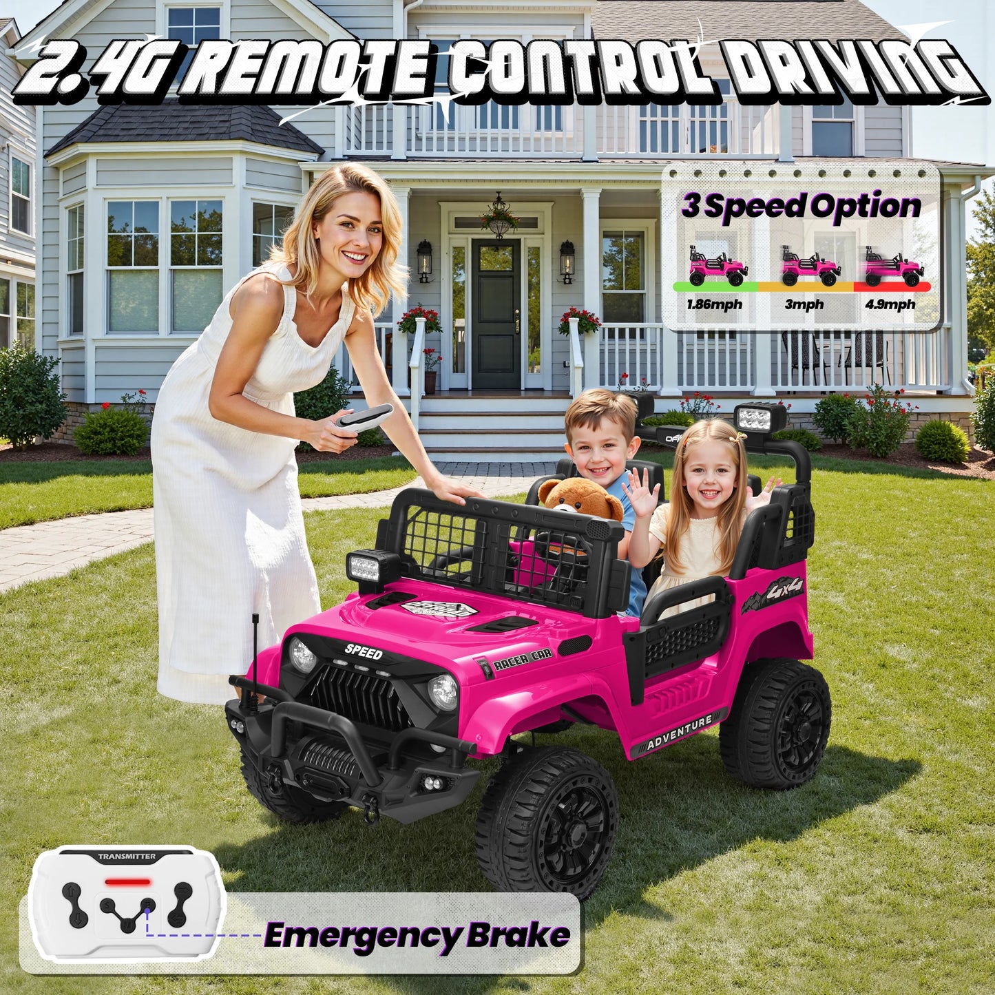 Features 24V 4WD Kids Electric UTV With Remote Control
