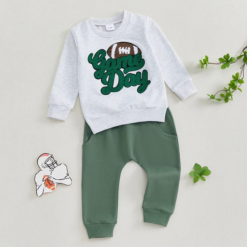 Pudcoco Toddler Boy 2 Piece Fall Outfit Sweatshirt Pants Set