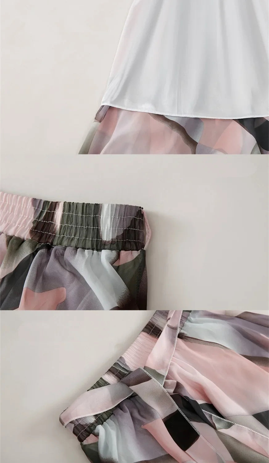 ISUREYOUNG Women Floral Summer Skirt Chiffon A Line Midi