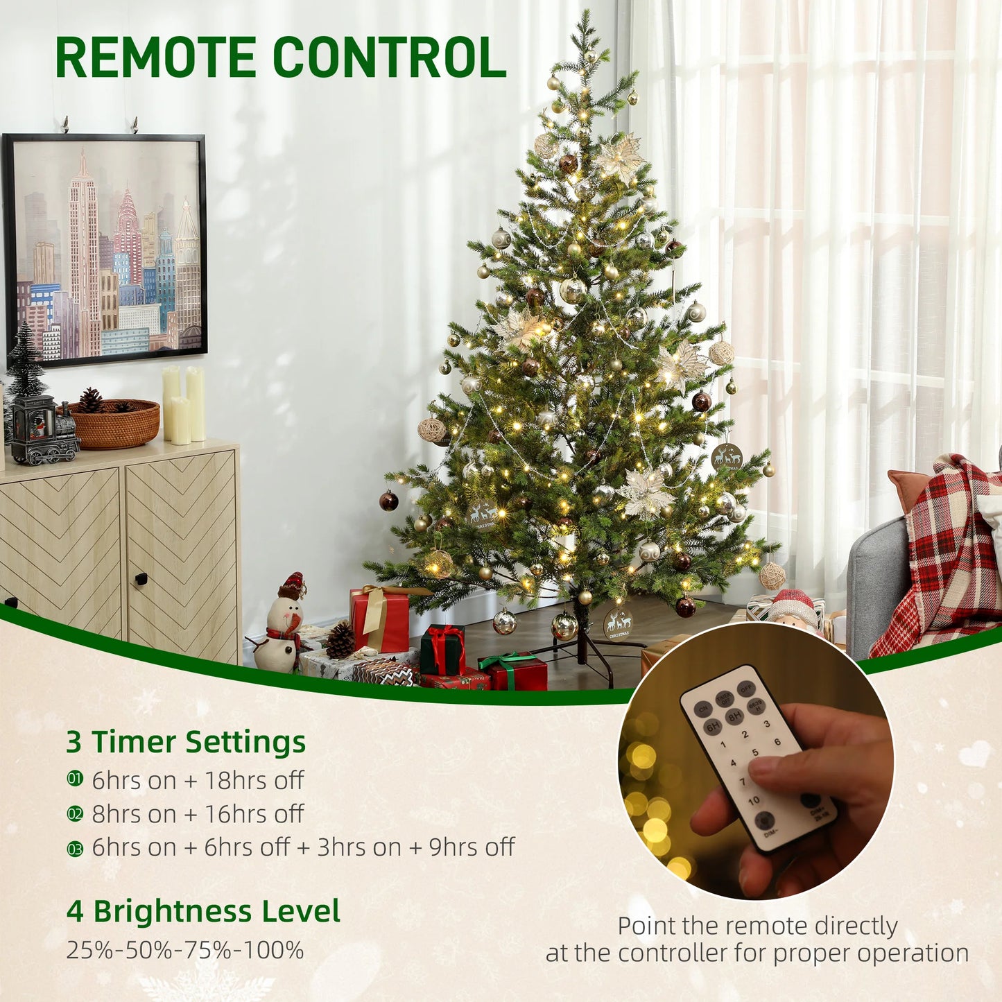 Color Artificial Sparse Cedar Christmas Tree With LED Lights