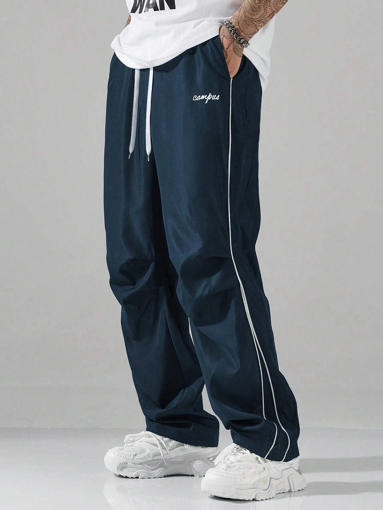 Mens Striped Casual Pants With Pockets For Sports Jogging