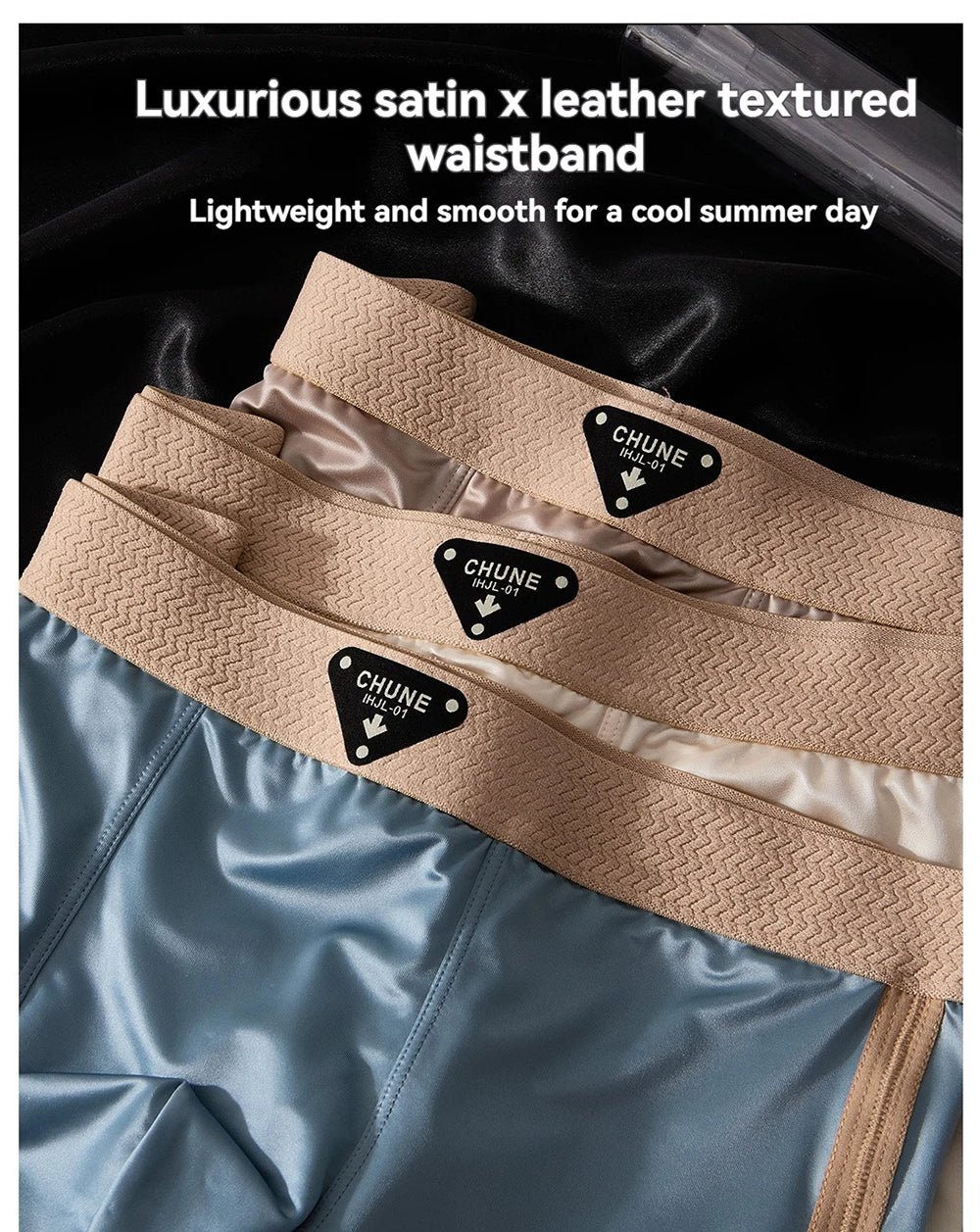 Briefs and Boxers Silk Ice Satin Men's Boxer Briefs Breathable