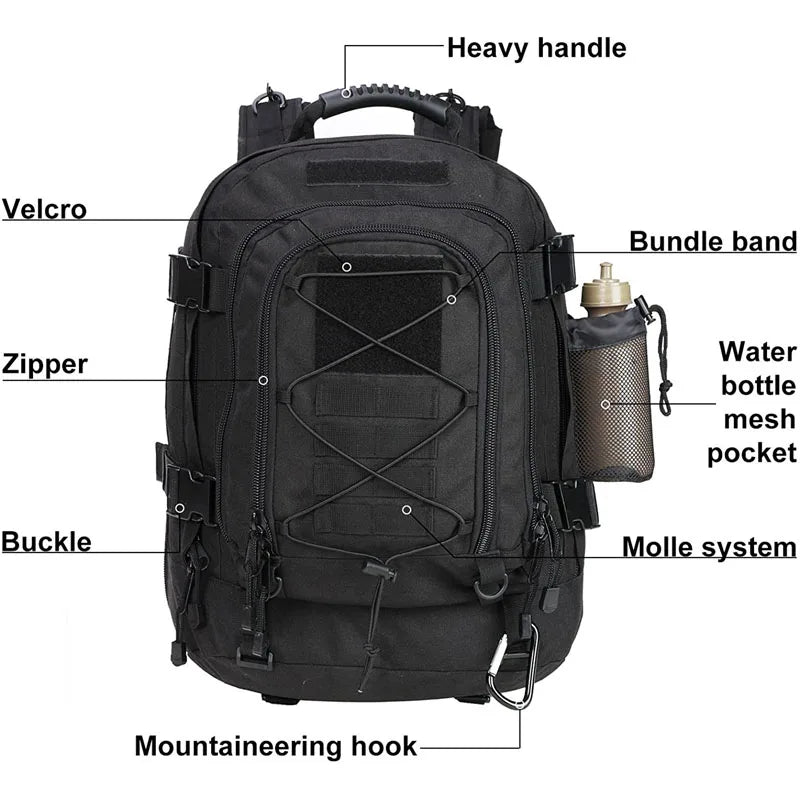 LQARMY Military Tactical Backpack Molle Assault Rucksack for Outdoor Hiking