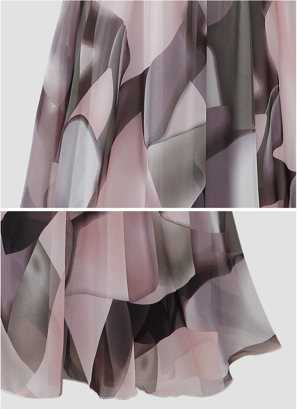 ISUREYOUNG Women Floral Summer Skirt Chiffon A Line Midi