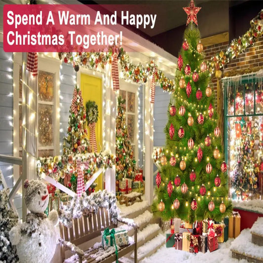 6/7FT Artificial Christmas Tree with Branch Tips with Sturdy Metal Stand, Imitation Pine Needle Xmas Tree for Home Office