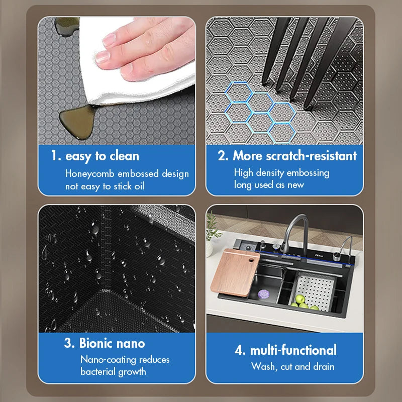 MYQualife 304 Stainless Waterfall Kitchen Sink Faucet With Digital Display