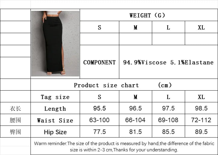 VigoCasey Women High Waist Split Long Skirt Elegant Office Wear