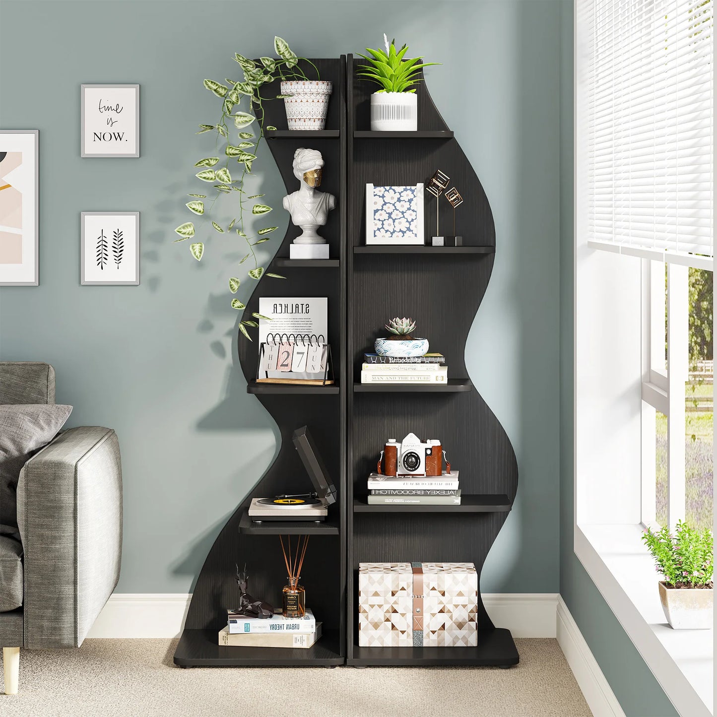 Tribesigns Corner Shelf 5-Tier Wall Bookcase Storage Rack
