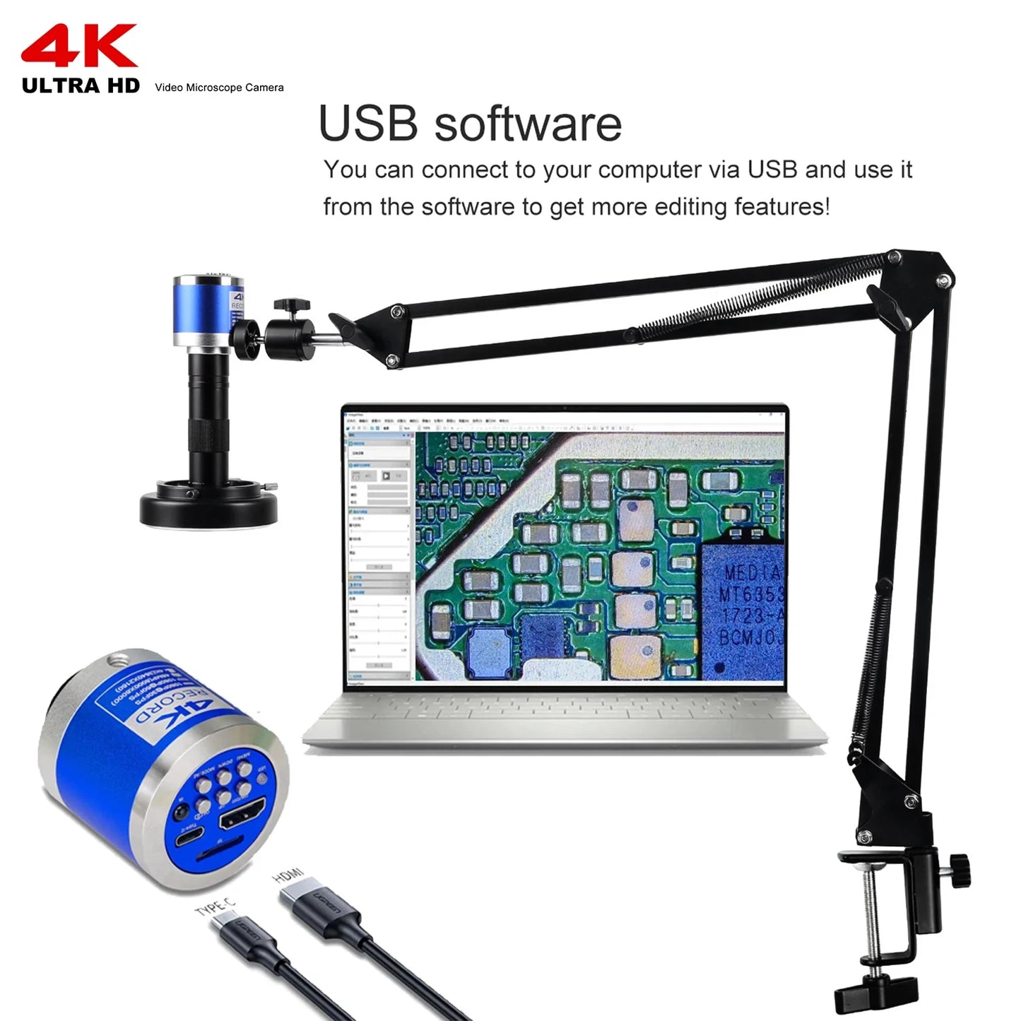 YIZHAN 48MP 4K Soldering Microscope With HDMI Camera USB Software