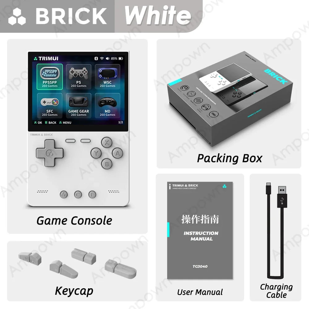 Trimui Brick Handheld Game Console With IPS Screen Linux UI Metal Back