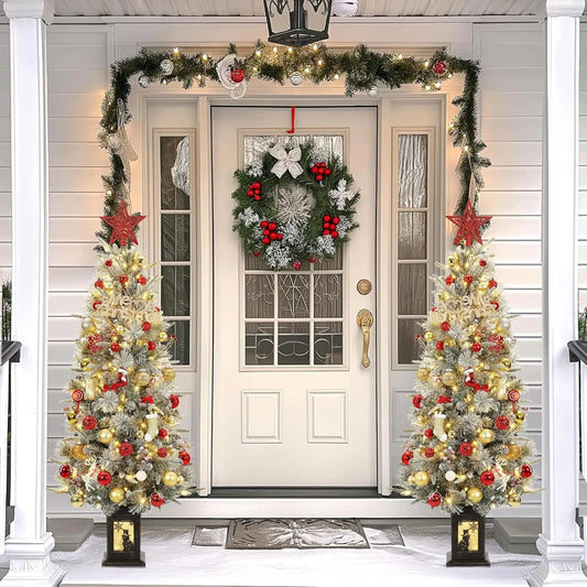 Electronic Pre-Lit Flocked Christmas Tree 386 Tips And 200 Lights