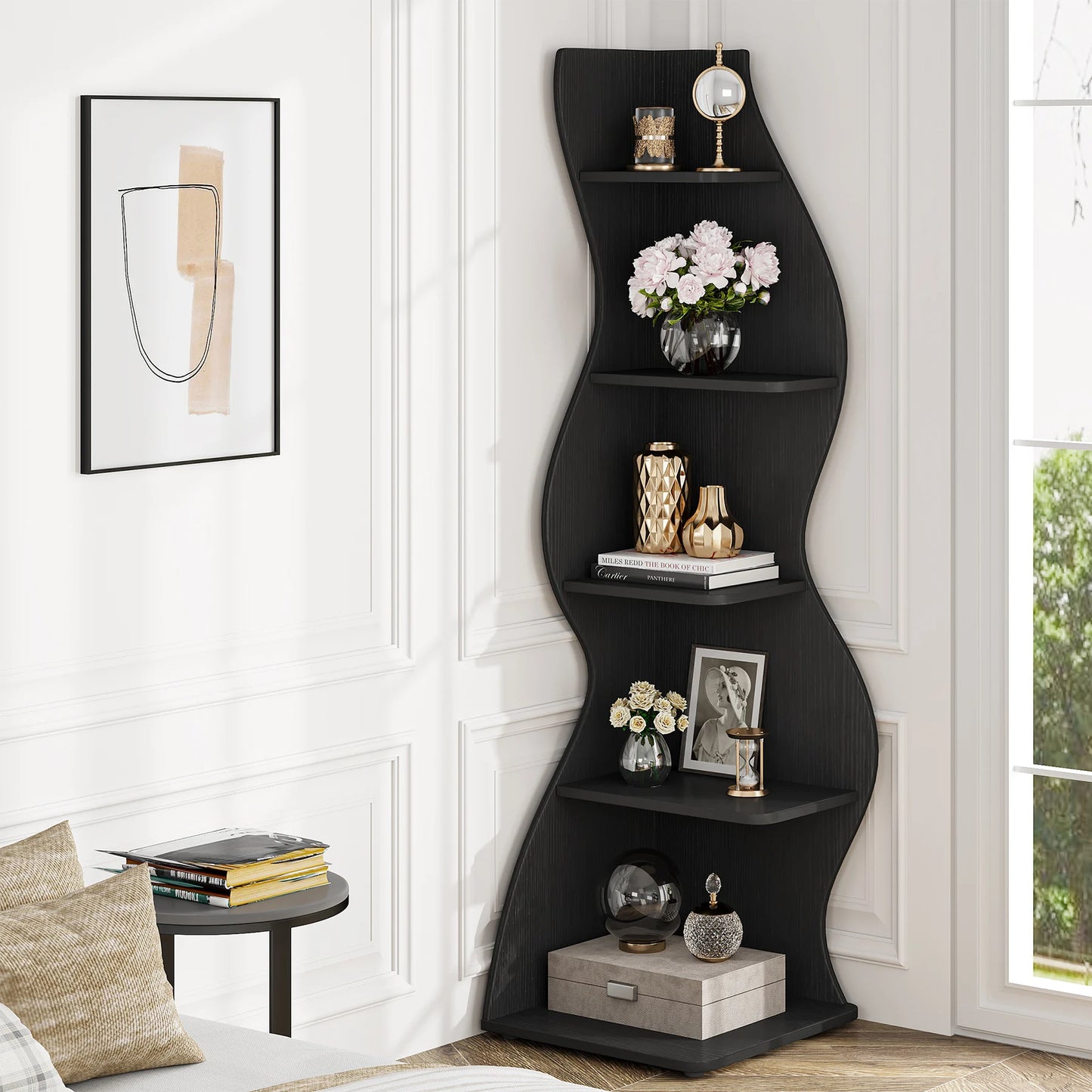 Tribesigns Corner Shelf 5-Tier Wall Bookcase Storage Rack