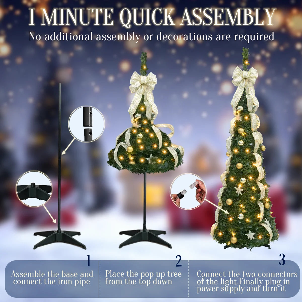 180/190cm Pre-Lit Artificial Christmas Tree Christmas Decorations Party Home Decor 200 LED Light White Green 460 Branch Tips