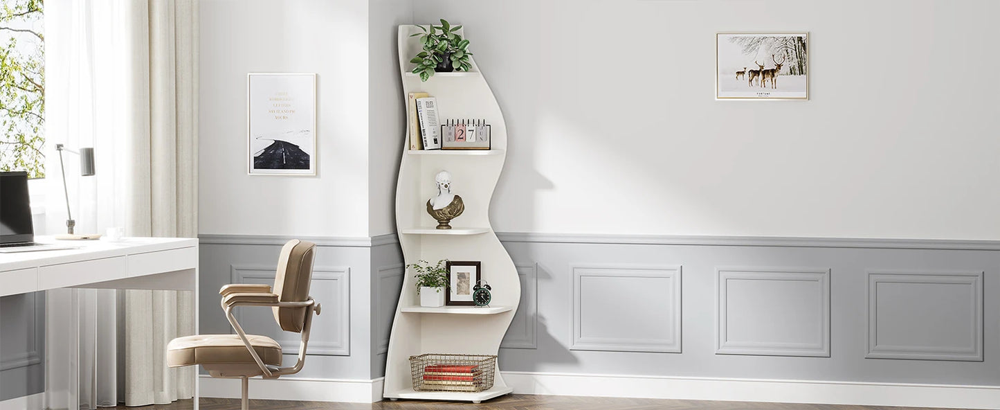 Tribesigns Corner Shelf 5-Tier Wall Bookcase Storage Rack