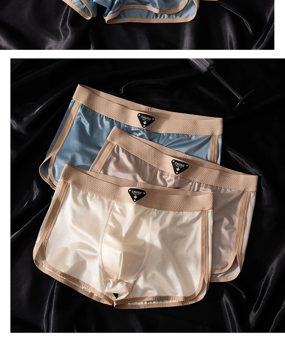 Briefs and Boxers Silk Ice Satin Men's Boxer Briefs Breathable