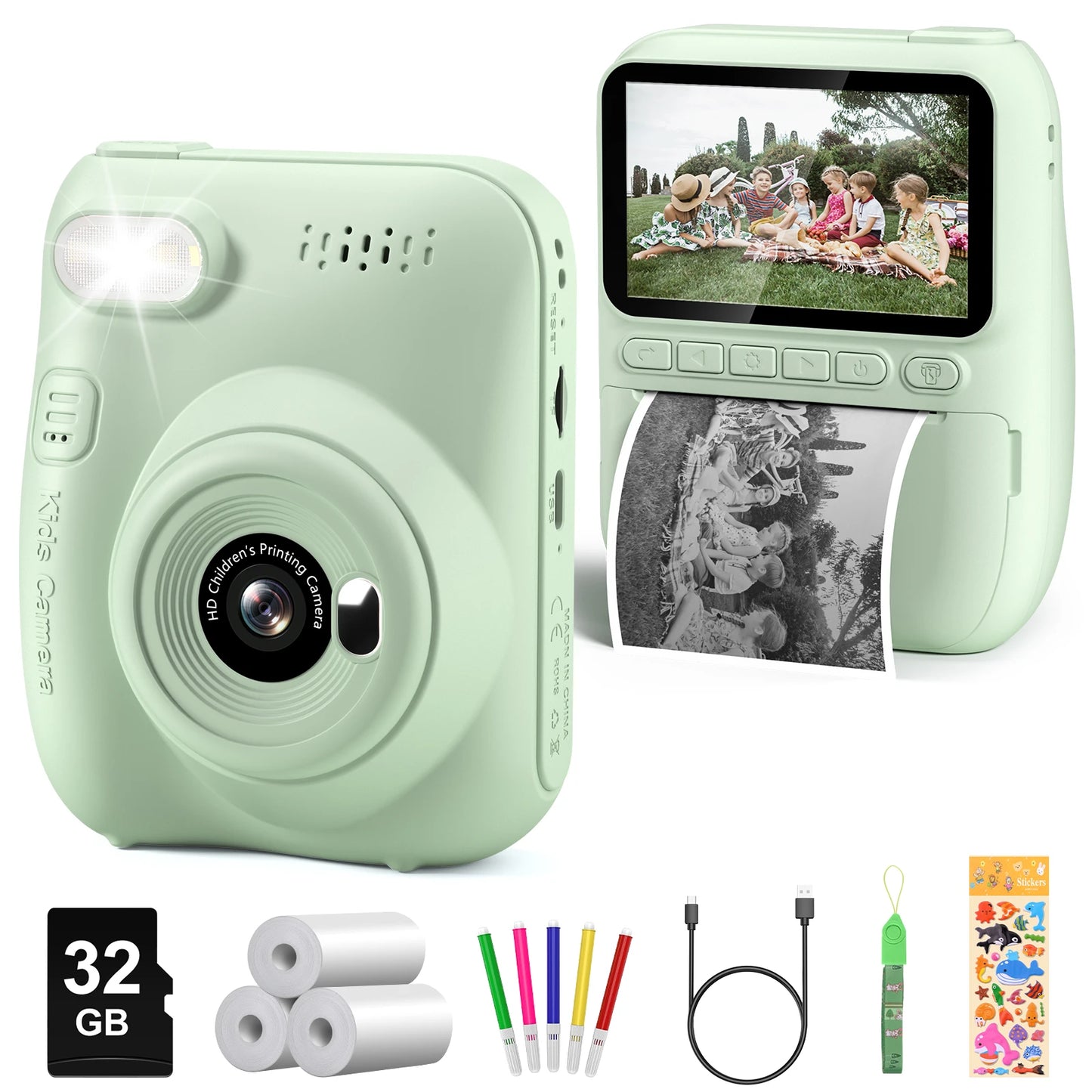DIAMOOKYCN Kids Instant Print Camera 32MP 1080P Portable
