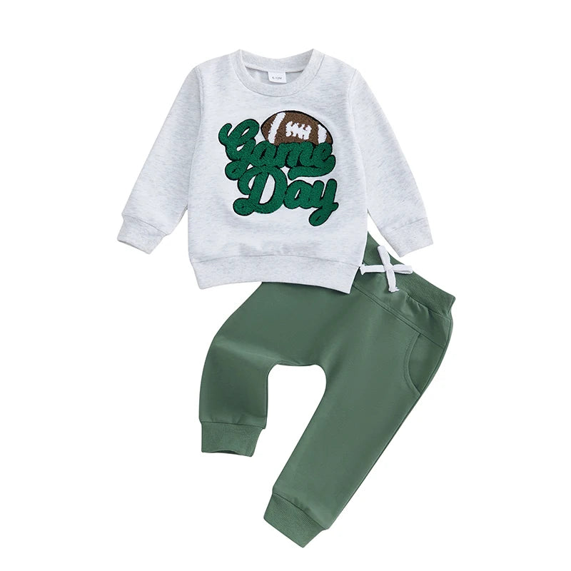 Pudcoco Toddler Boy 2 Piece Fall Outfit Sweatshirt Pants Set