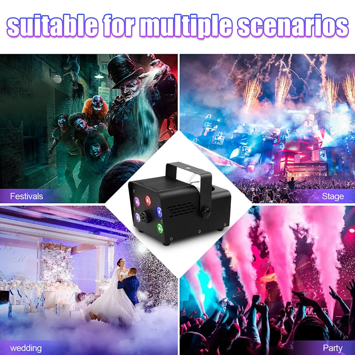 U'King 500W Fog Machine 5PCS RGB LED Beads